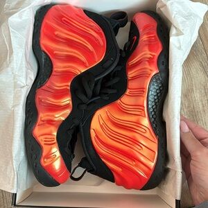 Habanero red foamposite one size 11 worn once